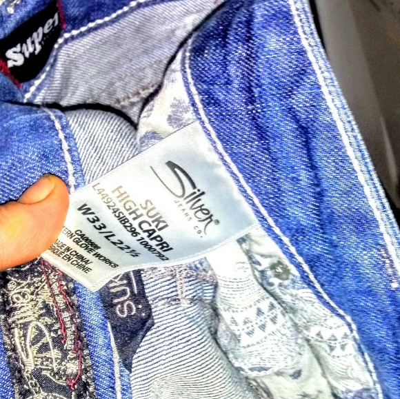 Silver Jeans Size 33X22.5 High Rise Capri NWT - Picture 7 of 8